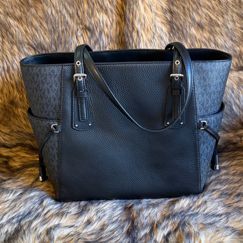 Michael Kors Black Tote with Zebra-Print Center Panel - Picture 2 of 7